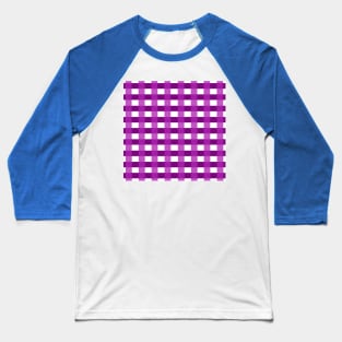 Royal Purple Checkered Gingham Pattern Baseball T-Shirt